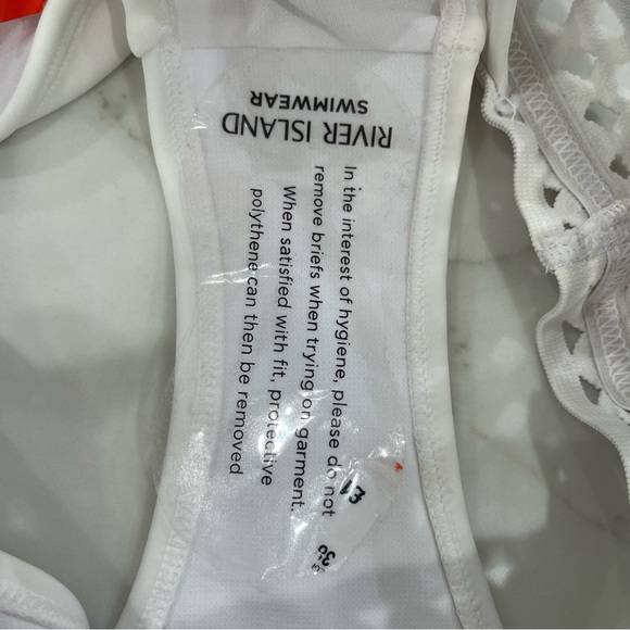 NWT RU Resort White Cut Out Bikini Bottom with Gold Accents - Picture 8 of 15